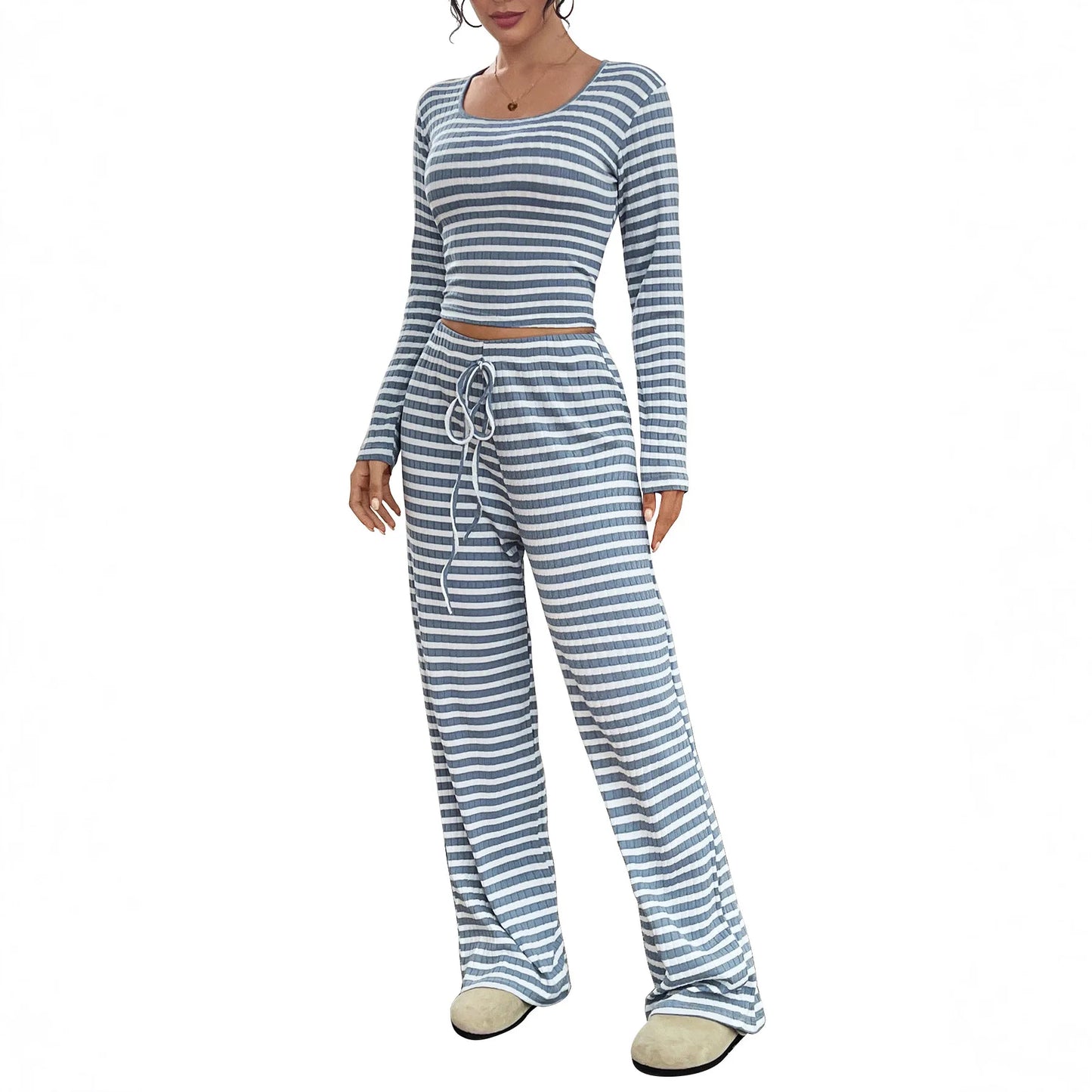 Velixir™ - 2 Piece Stripe Crop Top Set
