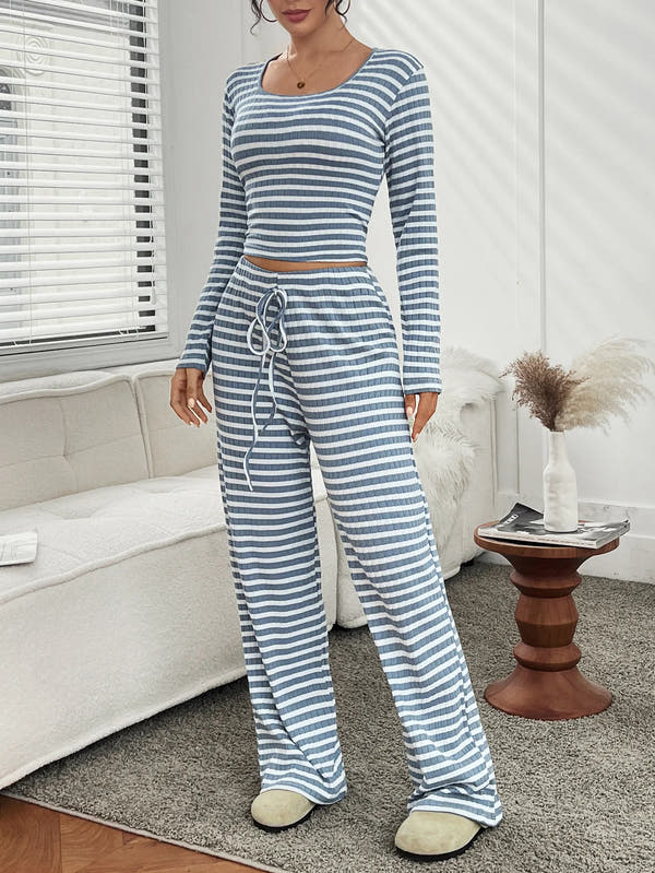 Velixir™ - 2 Piece Stripe Crop Top Set