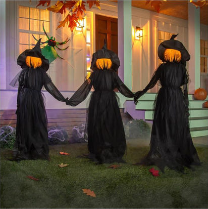 WickedWitches™ - 3 Glowing Pumpkin Witches