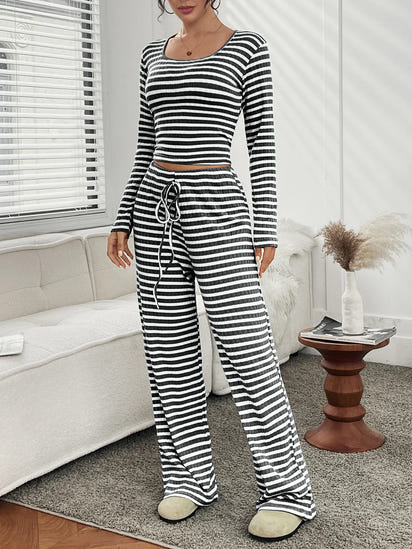 Velixir™ - 2 Piece Stripe Crop Top Set