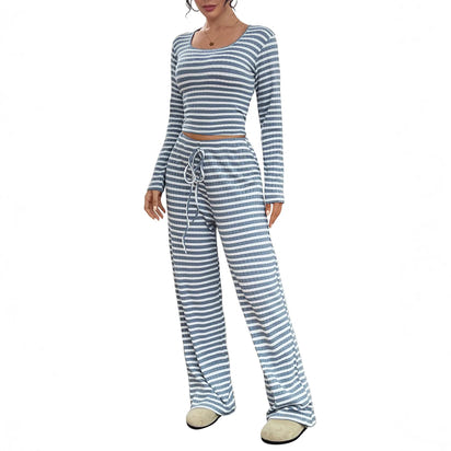 Velixir™ - 2 Piece Stripe Crop Top Set