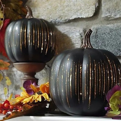 Illuminated Starry Night Glass Pumpkins