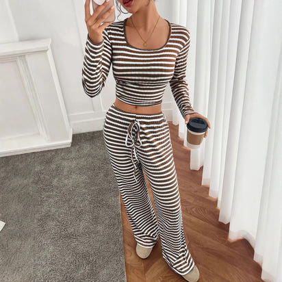 Velixir™ - 2 Piece Stripe Crop Top Set