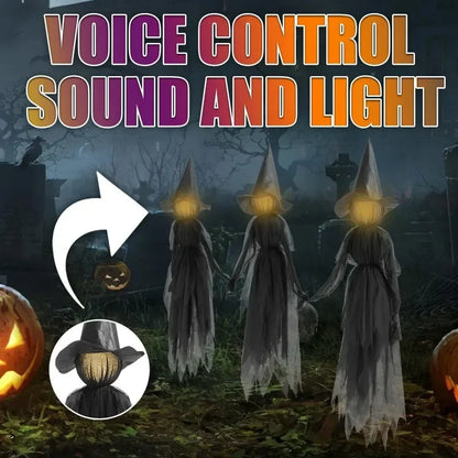 WickedWitches™ - 3 Glowing Pumpkin Witches