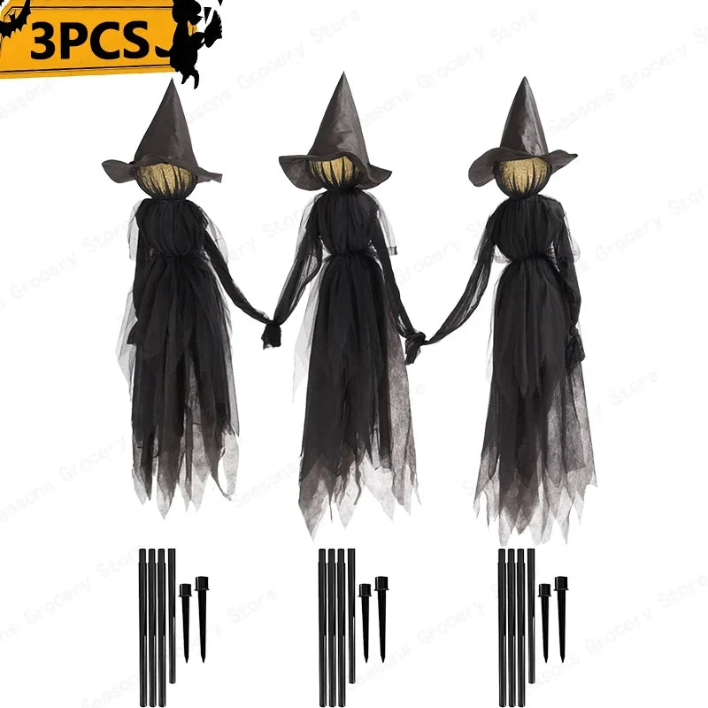 WickedWitches™ - 3 Glowing Pumpkin Witches