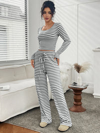 Velixir™ - 2 Piece Stripe Crop Top Set